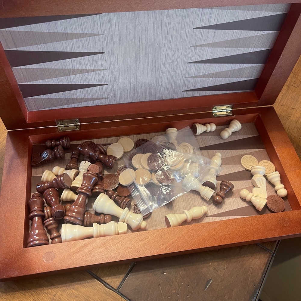 Wooden Chess and Backgammon Set
